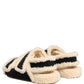 Beige Black Faux Fur Flats Men Sandals Shoes