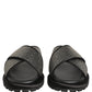 Black Strass Criss Cross Slide Sandals Shoes