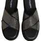 Black Strass Criss Cross Slide Sandals Shoes