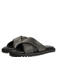 Black Strass Criss Cross Slide Sandals Shoes