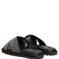 Black Strass Criss Cross Slide Sandals Shoes