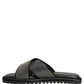 Black Strass Criss Cross Slide Sandals Shoes