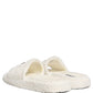 White Faux Fur Flats Men Slides Sandals Shoes