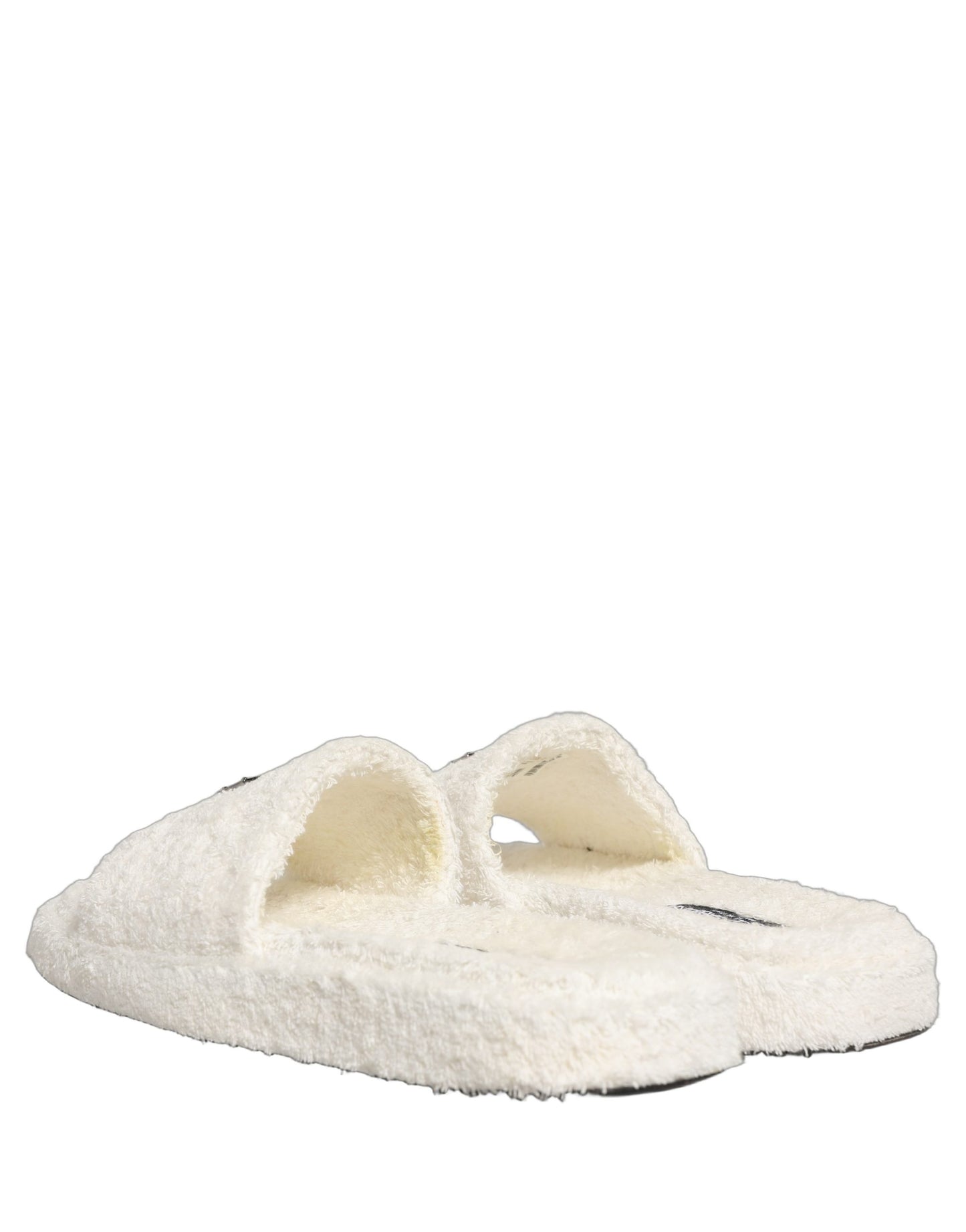 White Faux Fur Flats Men Slides Sandals Shoes