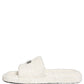 White Faux Fur Flats Men Slides Sandals Shoes