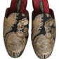 Black Floral Jacquard Flats Sandals Men Shoes