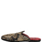 Black Floral Jacquard Flats Sandals Men Shoes