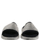 Black Crystal Embellished Platform Men Slides Shoes