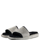 Black Crystal Embellished Platform Men Slides Shoes