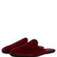 Red Suede Slides Flat Slipper Men Shoes
