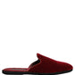 Red Suede Slides Flat Slipper Men Shoes