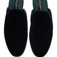 Dark Blue Suede Slides Flat Slipper Men Shoes