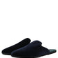 Dark Blue Suede Slides Flat Slipper Men Shoes