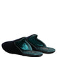 Dark Blue Suede Slides Flat Slipper Men Shoes
