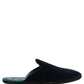 Dark Blue Suede Slides Flat Slipper Men Shoes