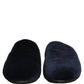 Dark Blue Suede Slides Flat Slipper Men Shoes