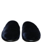 Dark Blue Suede Slides Flat Slipper Men Shoes