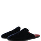 Dark Blue Suede Slides Flat Slipper Men Shoes