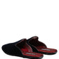 Dark Blue Suede Slides Flat Slipper Men Shoes