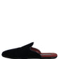Dark Blue Suede Slides Flat Slipper Men Shoes