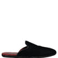 Dark Blue Suede Slides Flat Slipper Men Shoes