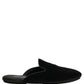 Black Suede Slides Flat Slipper Men Shoes