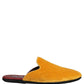 Yellow Suede Slides Flat Slipper Men Shoes