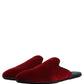 Red Suede Slides Flat Slipper Men Shoes