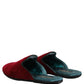 Red Suede Slides Flat Slipper Men Shoes