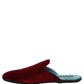 Red Suede Slides Flat Slipper Men Shoes