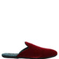 Red Suede Slides Flat Slipper Men Shoes