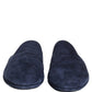Blue Suede Slides Flat Slipper Men Shoes