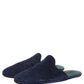 Blue Suede Slides Flat Slipper Men Shoes