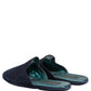 Blue Suede Slides Flat Slipper Men Shoes