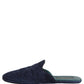 Blue Suede Slides Flat Slipper Men Shoes
