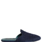 Blue Suede Slides Flat Slipper Men Shoes