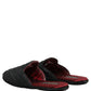 Black Floral Brocade Slides Slippers Shoes