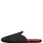 Black Floral Brocade Slides Slippers Shoes