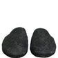 Black Floral Brocade Slides Slippers Shoes