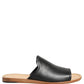 Brown Leather Slides Sandals Flats Men Shoes