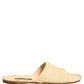 Beige Straw Raffia Slides Sandals Flats Shoes