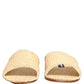 Beige Straw Raffia Slides Sandals Flats Shoes