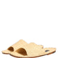 Beige Straw Raffia Slides Sandals Flats Shoes