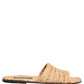 Beige Straw Raffia Slides Sandals Flats Shoes