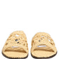 Beige Straw Raffia Slides Sandals Flats Shoes