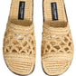 Beige Straw Raffia Slides Sandals Flats Shoes