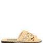Beige Straw Raffia Slides Sandals Flats Shoes