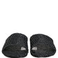 Black Straw Raffia Slides Sandals Flats Shoes