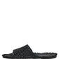Black Straw Raffia Slides Sandals Flats Shoes
