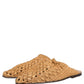 Beige Woven Straw Slides Sandals Flats Shoes
